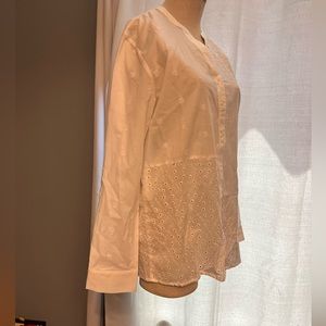 MWT LIV Los Angeles Anthropologie Peasant Top Blouse Shirt  White cotton size S